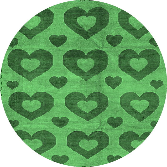 Round Abstract Emerald Green Modern Rug, abs3332emgrn