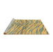 Sideview of Machine Washable Abstract Brass Green Rug, wshabs3333