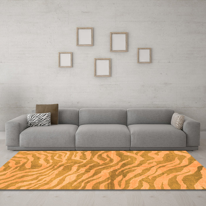 Machine Washable Animal Orange Modern Area Rugs in a Living Room, wshabs3333org