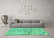 Machine Washable Animal Turquoise Modern Area Rugs in a Living Room,, wshabs3333turq