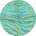 Round Animal Light Blue Modern Rug, abs3333lblu