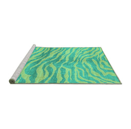 Sideview of Machine Washable Animal Turquoise Modern Area Rugs, wshabs3333turq