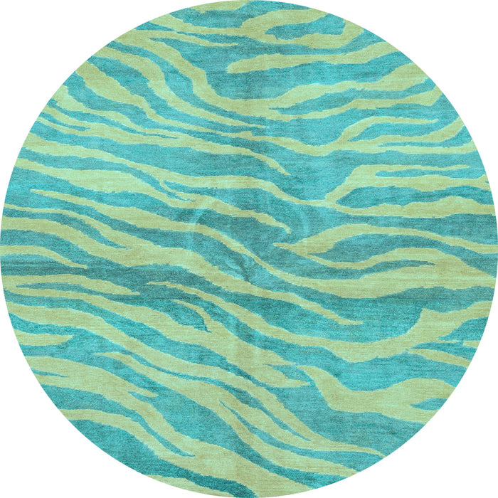Round Machine Washable Animal Light Blue Modern Rug, wshabs3333lblu