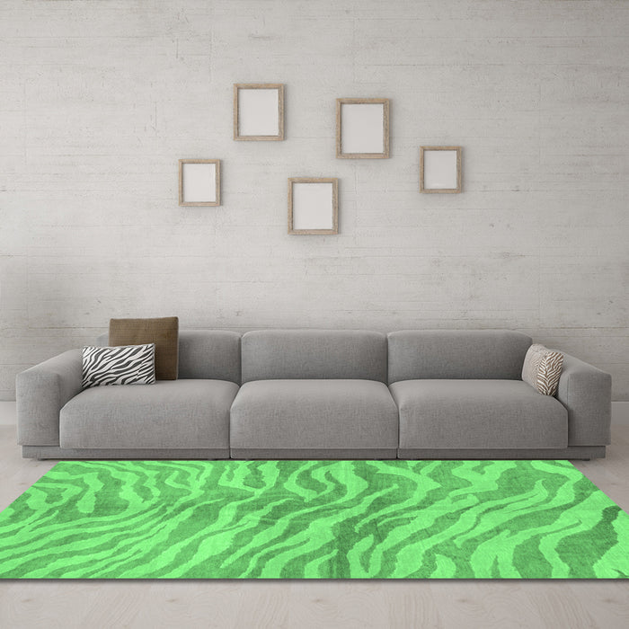 Machine Washable Animal Emerald Green Modern Area Rugs in a Living Room,, wshabs3333emgrn