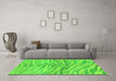 Machine Washable Animal Green Modern Area Rugs in a Living Room,, wshabs3333grn