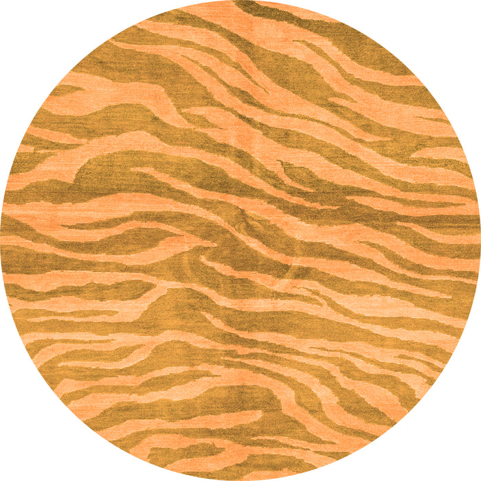 Round Machine Washable Animal Orange Modern Area Rugs, wshabs3333org
