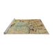 Sideview of Machine Washable Abstract Ginger Brown Green Rug, wshabs3334