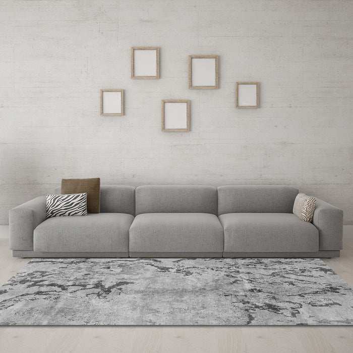 Machine Washable Abstract Gray Modern Rug in a Living Room,, wshabs3334gry