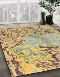 Abstract Ginger Brown Green Modern Rug, abs3334