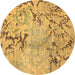 Round Abstract Brown Modern Rug, abs3334brn