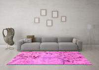 Machine Washable Abstract Pink Modern Rug, wshabs3334pnk