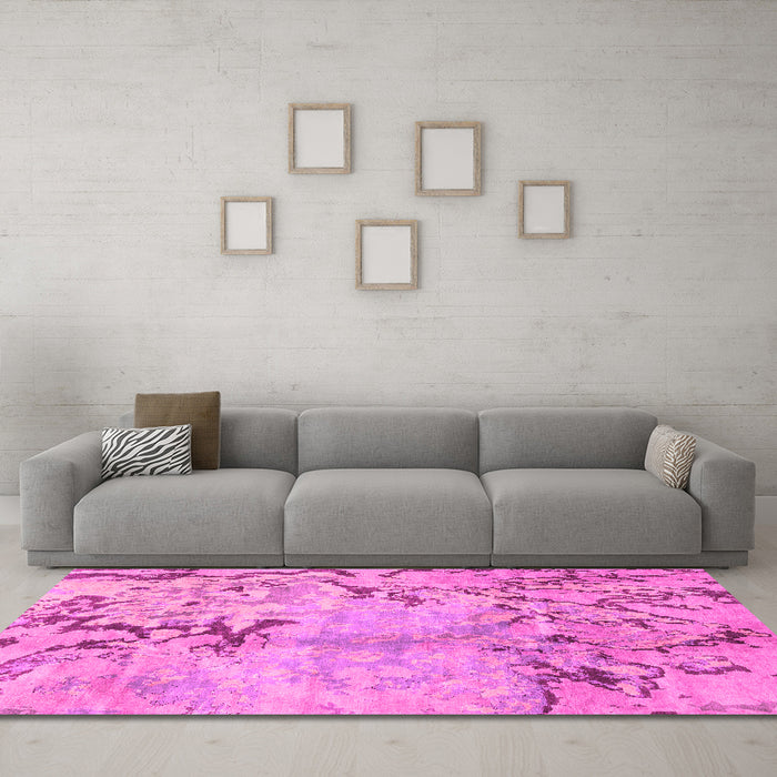Machine Washable Abstract Pink Modern Rug in a Living Room, wshabs3334pnk