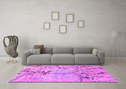 Machine Washable Abstract Purple Modern Area Rugs in a Living Room, wshabs3334pur