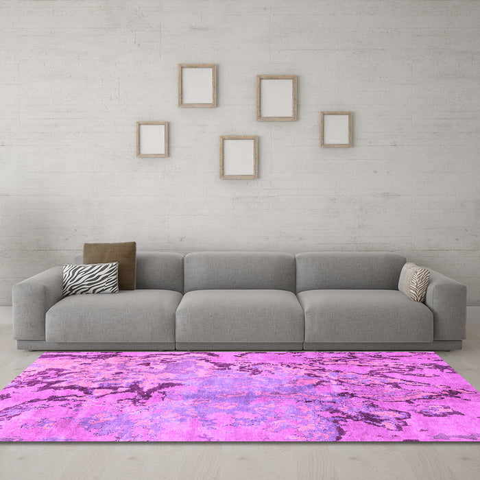 Machine Washable Abstract Purple Modern Area Rugs in a Living Room, wshabs3334pur