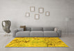 Machine Washable Abstract Yellow Modern Rug in a Living Room, wshabs3334yw