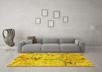 Machine Washable Abstract Yellow Modern Rug, wshabs3334yw