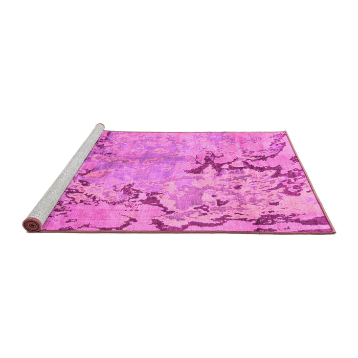 Sideview of Machine Washable Abstract Pink Modern Rug, wshabs3334pnk