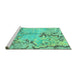 Sideview of Machine Washable Abstract Turquoise Modern Area Rugs, wshabs3334turq