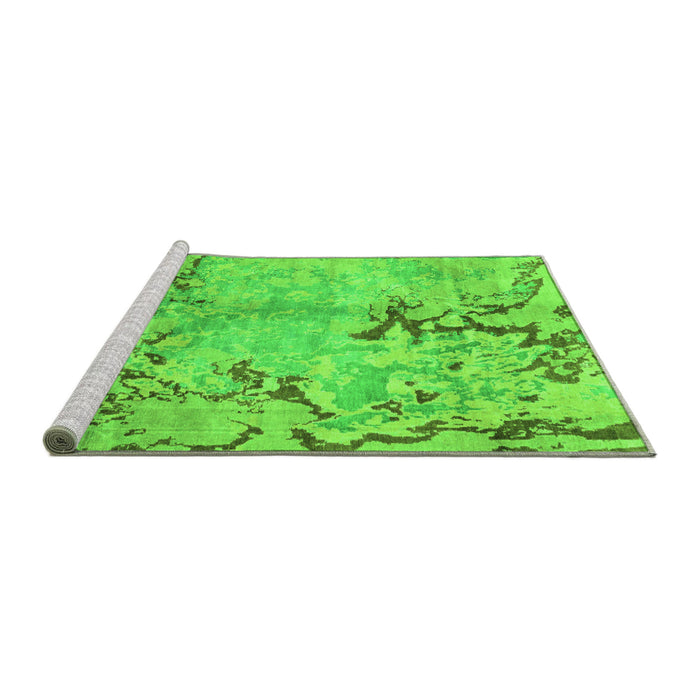 Sideview of Machine Washable Abstract Green Modern Area Rugs, wshabs3334grn