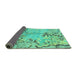 Sideview of Abstract Turquoise Modern Rug, abs3334turq