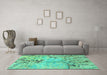 Machine Washable Abstract Turquoise Modern Area Rugs in a Living Room,, wshabs3334turq