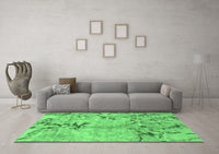 Machine Washable Abstract Emerald Green Modern Rug, wshabs3334emgrn