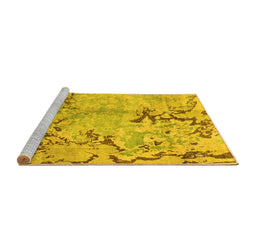 Sideview of Machine Washable Abstract Yellow Modern Rug, wshabs3334yw