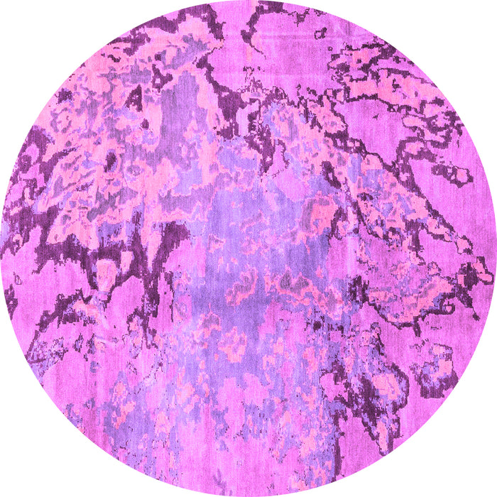 Round Machine Washable Abstract Purple Modern Area Rugs, wshabs3334pur