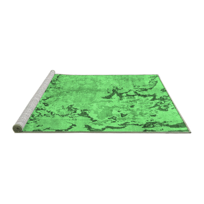 Sideview of Machine Washable Abstract Emerald Green Modern Area Rugs, wshabs3334emgrn