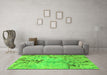 Machine Washable Abstract Green Modern Area Rugs in a Living Room,, wshabs3334grn