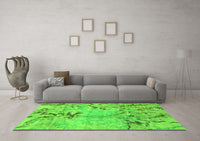 Machine Washable Abstract Green Modern Rug, wshabs3334grn