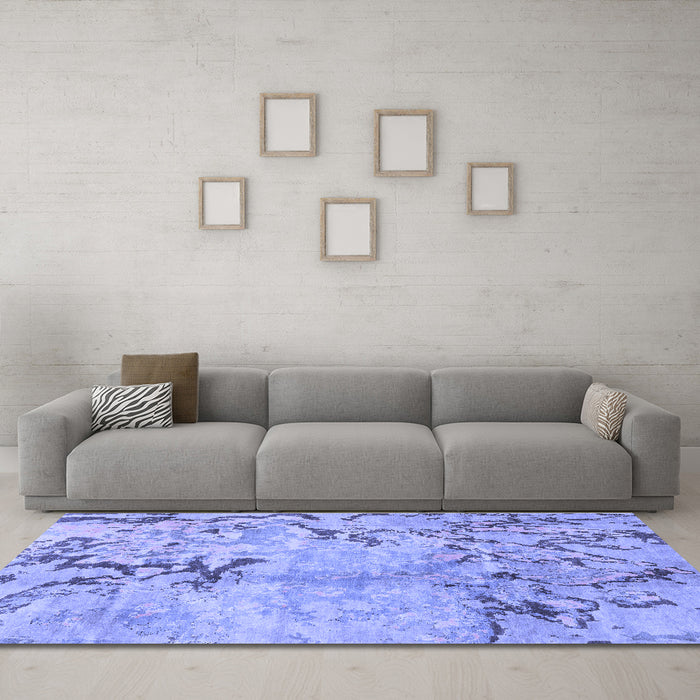 Machine Washable Abstract Blue Modern Rug in a Living Room, wshabs3334blu