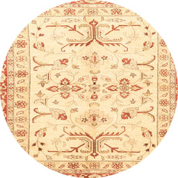 Round Abstract Sun Yellow Oriental Rug, abs3335