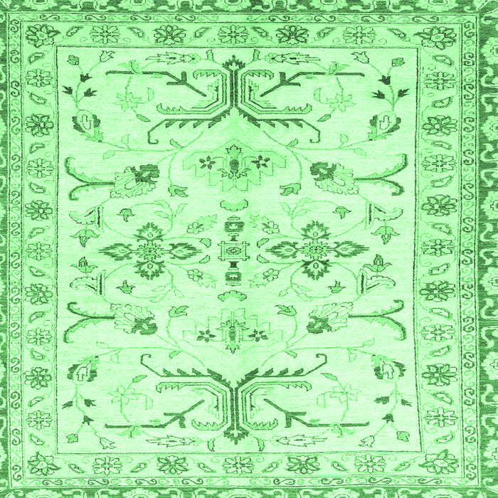 Square Machine Washable Oriental Emerald Green Traditional Area Rugs, wshabs3335emgrn