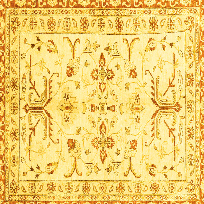 Square Machine Washable Oriental Yellow Traditional Rug, wshabs3335yw