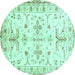 Round Oriental Turquoise Traditional Rug, abs3335turq