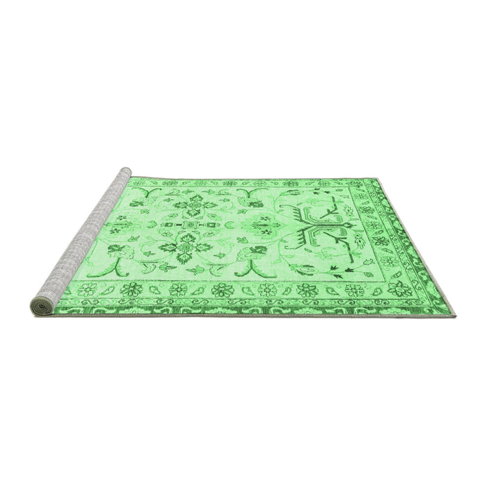Sideview of Machine Washable Oriental Emerald Green Traditional Area Rugs, wshabs3335emgrn