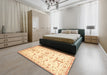 Machine Washable Abstract Sun Yellow Rug in a Bedroom, wshabs3335