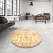 Round Abstract Sun Yellow Oriental Rug in a Office, abs3335