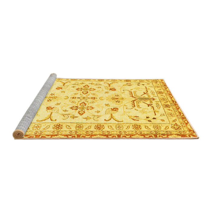 Sideview of Machine Washable Oriental Yellow Traditional Rug, wshabs3335yw