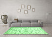 Machine Washable Oriental Emerald Green Traditional Area Rugs in a Living Room,, wshabs3335emgrn