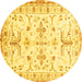 Round Oriental Yellow Traditional Rug, abs3335yw