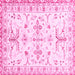 Square Machine Washable Oriental Pink Traditional Rug, wshabs3335pnk