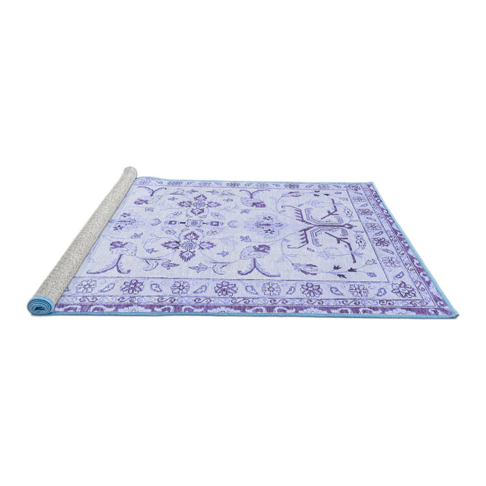Sideview of Machine Washable Oriental Blue Traditional Rug, wshabs3335blu