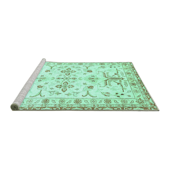Sideview of Machine Washable Oriental Turquoise Traditional Area Rugs, wshabs3335turq