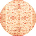 Round Oriental Orange Traditional Rug, abs3335org