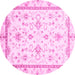 Round Oriental Pink Traditional Rug, abs3336pnk