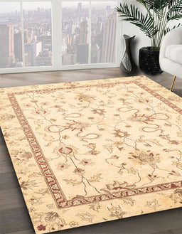 Abstract Sun Yellow Oriental Rug in Family Room, abs3336