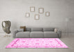 Machine Washable Oriental Pink Traditional Rug in a Living Room, wshabs3336pnk