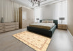 Machine Washable Abstract Sun Yellow Rug in a Bedroom, wshabs3336